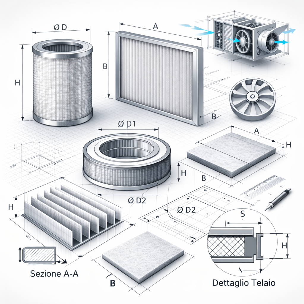disegno tecnico filtro HVAC